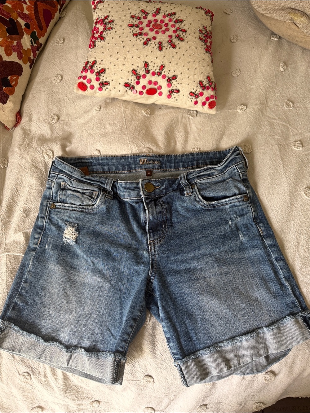 Casual Kut from the Kloth Mid-Rise Denim Shorts - Light Blue